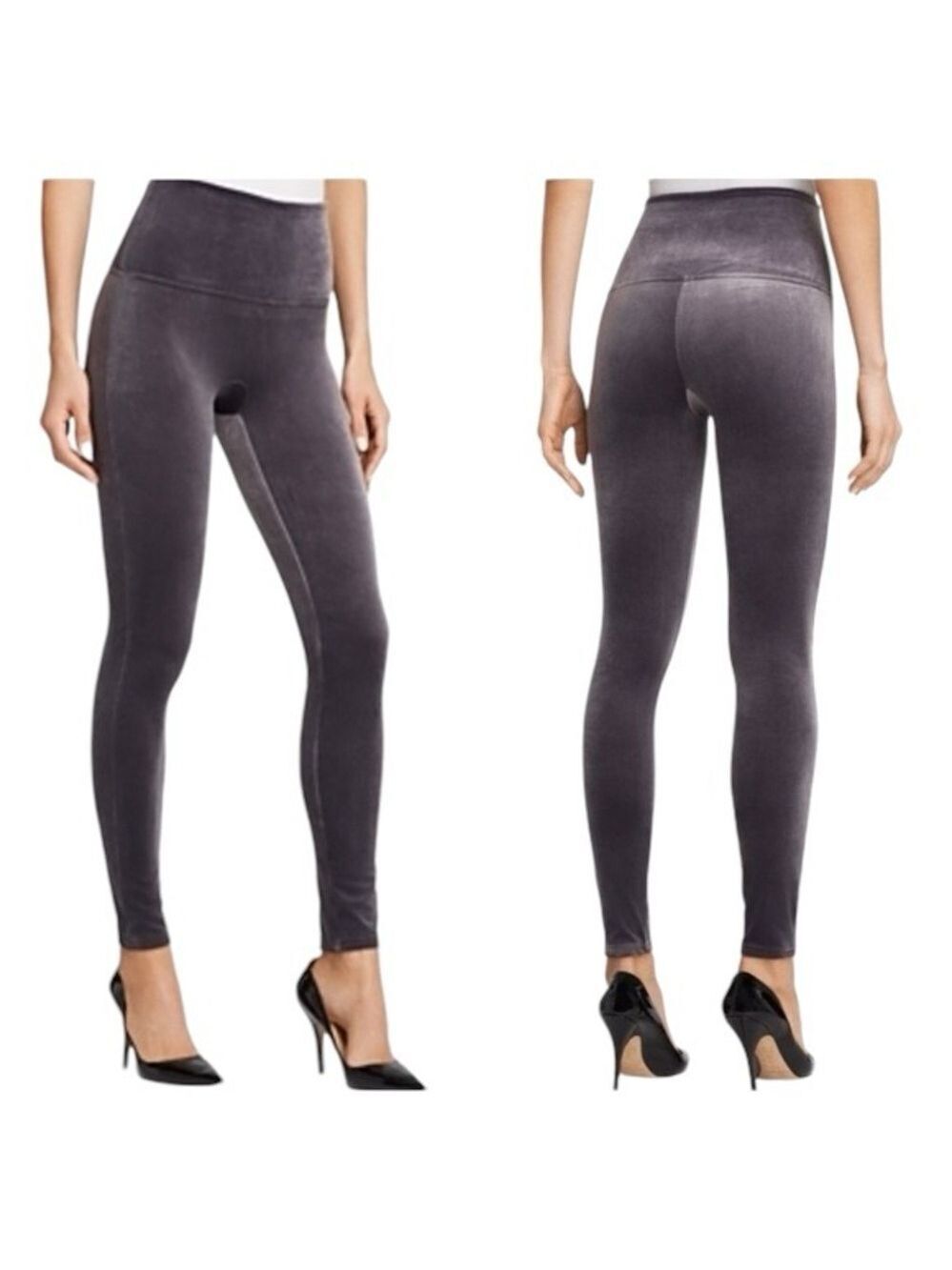 Spanx Women’s Velvet Leggings Luxurious dark gray High-Rise Compression …